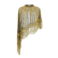 Sequin and Beaded Fringe Shawl for Women's Parties