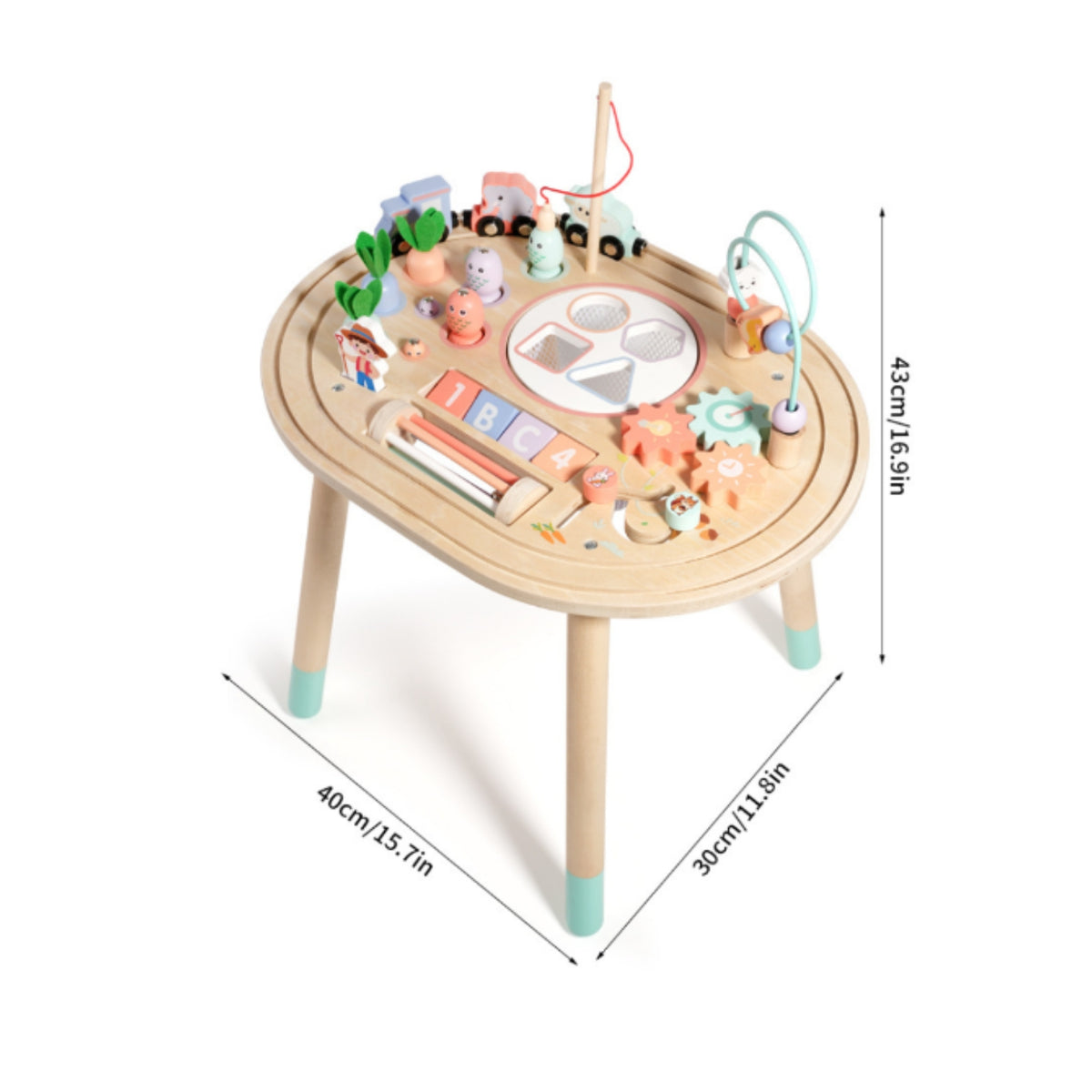 Busy Activity Table Colorful Accents Wooden Activity Table Shape Sorter for Young Children