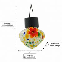 Outdoor Solar Lantern Tinted Glass, Multicolor Outdoor Solar Lighting with Hook, Decorative Garden Solar Lamp