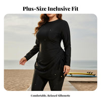 Full Coverage Aquatic Set Sun Safety Plus Size Burkini Long Sleeve Aquatic Top with Leggings Quick Dry Modest Bathing Suit