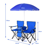 Double Camping Chair Foldable 2 Person Folding Loveseat No Assembly Required Outdoor Furniture for Couples