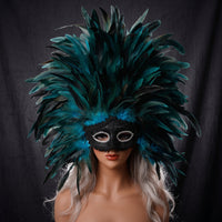costume ball Face Covering Dramatic Feather Face Covering Oversized Feather Headpiece for Theatre