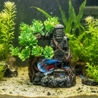 Aquarium Resin Temple Cave Decoration for Fish Tank and Reptile Terrarium