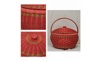 Handwoven Basket with Lid Woven Basket with Handle Compact Organizer Portable for Gift Givers, Brides, Housewarming, Celebrations, Weddings