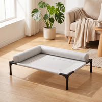 Breathable Elevated Dog Bed Cooling Raised Dog Bed Sturdy Pet Cot with Side Cushion Heavy-Duty for Indoor
