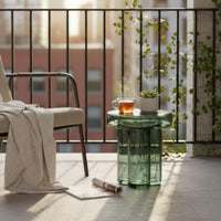 Round Glass Side Table Nordic Design Small Coffee Table Minimalist for Balcony, Bedroom, Office
