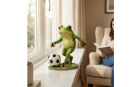 Outdoor Frog Statue with Soccer Ball Resin Frog Statue Cute Decor Whimsical for Gardeners, Garden, Patio, Yard