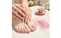 60 Pieces French Tip Press-on Nails Pink French Nail Tips Matte False Nails Resealable Nail Tips with White Details Reusable