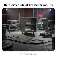 Heavy-Duty Wheeled Audio Flight Case Reinforced Corners Rolling Audio Equipment Rack With Casters Safeguarding Carrier Recessed Handles for Musicians, Event Technicians, Home Studio Owners, Live Performances, Touring, Events, Travel