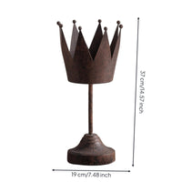 Crown Candle Holder Vintage Metal Candle Holder Tall for Mantel