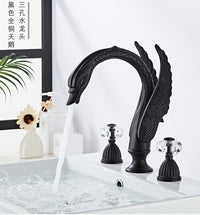 European Style Black Copper Three-Hole Basin Faucet with Crystal Handle