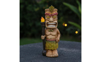 Tiki Statue with Light up Eyes Wood Look Tiki Statue with LED Eyes Lawn Ornament Glowing Tropical for Patio, Yard