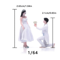 3D Printed Bride and Groom Figurines Colored Micro Scenery Figures Painted Wedding Figurine Mini Scale