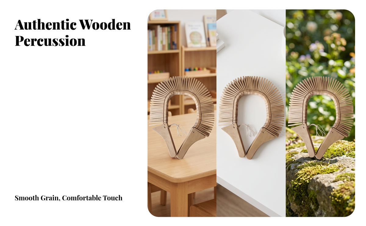 Rhythmic Wooden Snake Instrument | Rattling and Clacking Sound, Easy-Grip Handle Design, for Classroom