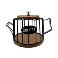 With Lid Teapot Capsule Holder Decorative Tabletop Piece Metal Coffee Capsule Container Easy Reach for Desk, Countertop