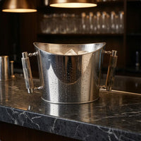 Beverage Bucket Polished Shiny Metal Beverage Bucket Cylindrical Household Storage