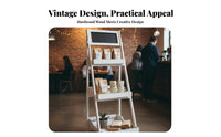 3-Tier Foldable Ladder Shelf Vintage Look 3-Tier Ladder Shelf Freestanding Sturdy Frame for Apartment Dwellers, Patio, Garden