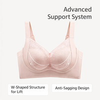 Lace Bra with Support for Full Bust Women, Deep V Neck Everyday Loungewear with 4 Row Back Closure, Minimizer 3/4 Cup Design