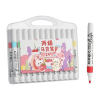 24 Pieces Acrylic Marker Pen Set Colored Tips Children's Art Marker Set White-Bodied for Drawing on Paper