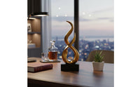 Modern Art Table Decoration Artistic Design Abstract Sculpture Gold Figurine with Glass Sphere Great Gift Suggestion for Men