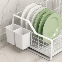 Dish Rack with Cutlery Holder and Cup Holder, 304 Stainless Steel Bowl Rack, Modern Minimalist Style Floor Standing Space Saving Kitchen Counter