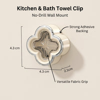 Household Bathroom Towel Hooks and Cloth Holder for Kitchen, No Drill Wall Mounted and Single