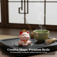 Lucky Cat Figurine Creative Gift Welcoming Feline Statue Auspicious Miniature Kitten Figure for Drivers, Collectors, Home Desktop, Cake Topper