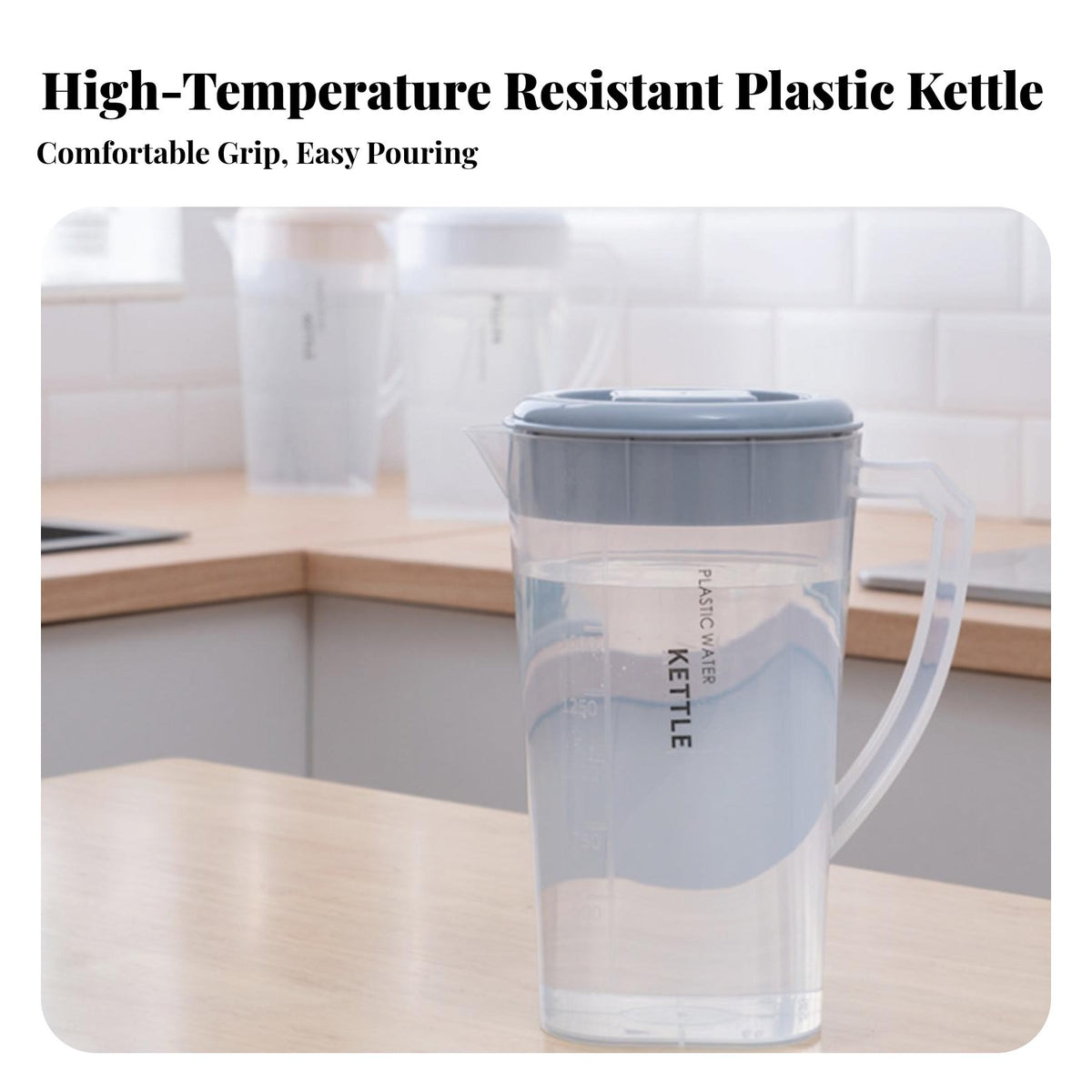 Heat-Resistant Plastic Pitcher with Lid Food-Grade PP Material Plastic Water Jug with Lid Safe for Hosts, Adults, Kitchen, Home, Parties