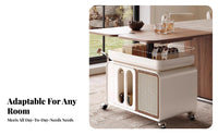 Multi-Functional Convertible Lift-Top Trolley Adjustable Height Rolling Trolley Space-Saving Accent Table Mobile Design for Apartment Dwellers, Distant Workers, Homeowners, Living Room, Small Areas, Bedroom