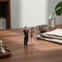 2 Pieces Pedestrian Figurines 1/64 Scale Model Train People Tiny