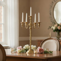 Candelabra Gold Candelabrum Candle Holder with Five Arms Metal Decor Elegant for Wedding Planners, Weddings, Banquets