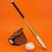 4 Pieces Stitched Baseball Starter Set Padded Junior Baseball Set Metal-Looking Children's Play Gear Black Grip