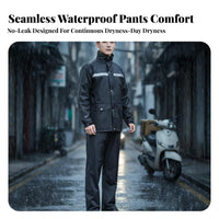 Two-Piece Rain Suit Stormproof Reflective Motorcycle Rain Suit Reflective Jacket and Pants Set for Delivery Riders, Commuters, Outdoor, Hiking
