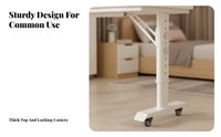 Adjustable Overbed Desk Movable with casters Overbed Laptop Cart Rolling Casters Mobile Table for Students, Bedridden Patients, Bedroom, Dorm Room