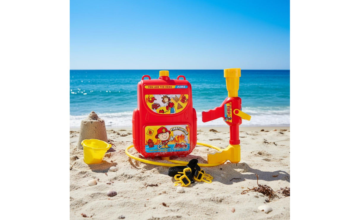 Water Spray Function Kids Firefighter Costume Reflective Stripes Firefighter Role Play Set Kids Fireman Costume for Toddlers, Outdoor, Beach, Parties, Halloween