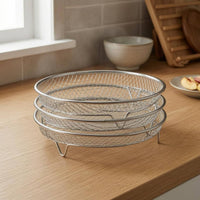 Three-Tier Air Fryer Rack Even Ventilation Cookware Accessory Silver Finish
