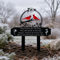 Cardinal Bird Outdoor Cemetery Memorial Stake Rust-Resistant Metal Craft