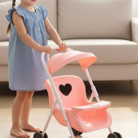 Doll and Pushchair Set Encourages Nurturing Toy Pushcart Great Gift Infant Toy Pram Set for Girls, Young Children, Role Playing
