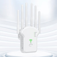 External Antennas 6-Antenna Repeater WPS Button Wall-Mounted Extender Compact Range Extender Rounded Body