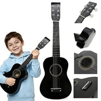 Solid Wood 25 Inch Guitar Easy to Play Toy Guitar Lightweight Portable for Beginners, Learning, Practice