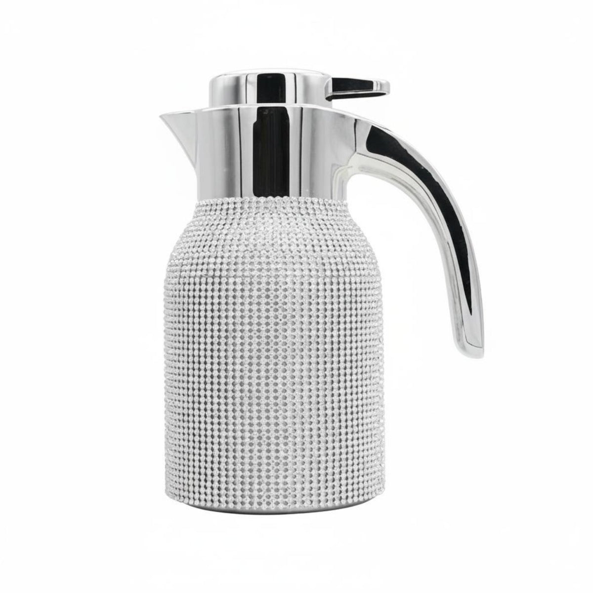 Double Walled Rhinestone Thermal Pot Long-Lasting Heat Preservation Sparkling Insulated Tea Pot Leak-Proof Crystal Studded Coffee Carafe Included for Office, Parties, Events