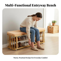 Light Luxury Aesthetic Upholstered Entryway Stool Padded Seat Upholstered Shoe Rack Bench Multi-Functional Storage Furniture Strong Load-Bearing for Homeowners, Apartment Dwellers, Fitting Room, Hallway, Bedroom, Reception Area