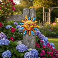 Iron Art Sun Face Wall Decor for Garden Patio Indoor Living Room