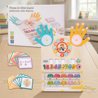 Wooden Math Board with Clock Hands-on Wooden Math Learning Board Learning Center Multi-Sensory Colorful for Preschoolers