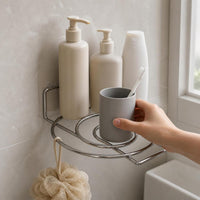 Stainless Steel Basin Storage Rack for Bathroom and Toilet, Punch-Free Wall Mount Organizer