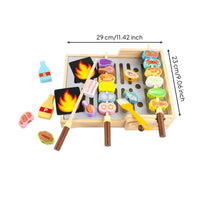 Wooden Grill Playset Educational Grill Playset with Pretend Meal Components Pretend Barbecue for Playroom