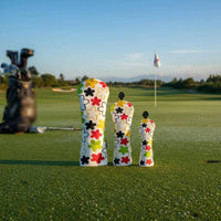 3 Pieces Driver Head Cover Multicolor Floral Golf Head Cover Textile Sports Gear
