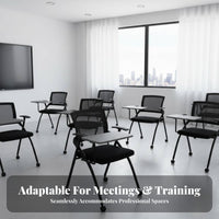 Foldable Rolling Chair with Writing Tablet Space-Saving Nesting Chair with Writing Tablet Ergonomic Design Training Seat for Students, Trainees, Event Attendees, Classroom, Conference Room, Lecture Hall, Lobby