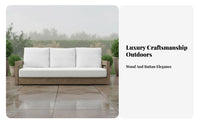 Wooden Patio Sectional Set Waterproof Wooden Frame Sectional Sofa Weather-Resistant Outdoor Furniture for Hotel Managers, Courtyard, Backyard, Balcony