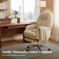 Highspine Support Reclining Office Chair with Footrest 360-Degree pivot Desk Seat effortless Rolling Casters Seating Furniture Plush Cushioning for Executives, Remote Workers, Students, brief rest, Study Room